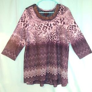 French Blue Petite Leopard Chevron sweater PXL